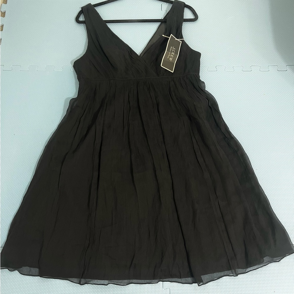 J. Crew Silk Empire Waist Dress Black Size 14 NWT